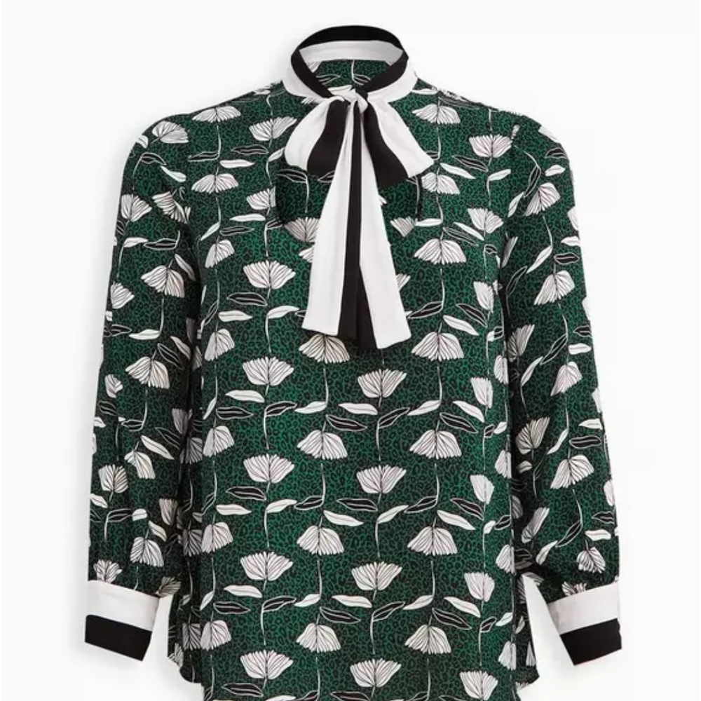 Sylvia Mollie Blouse - Georgette Floral Green Size 2 NWT